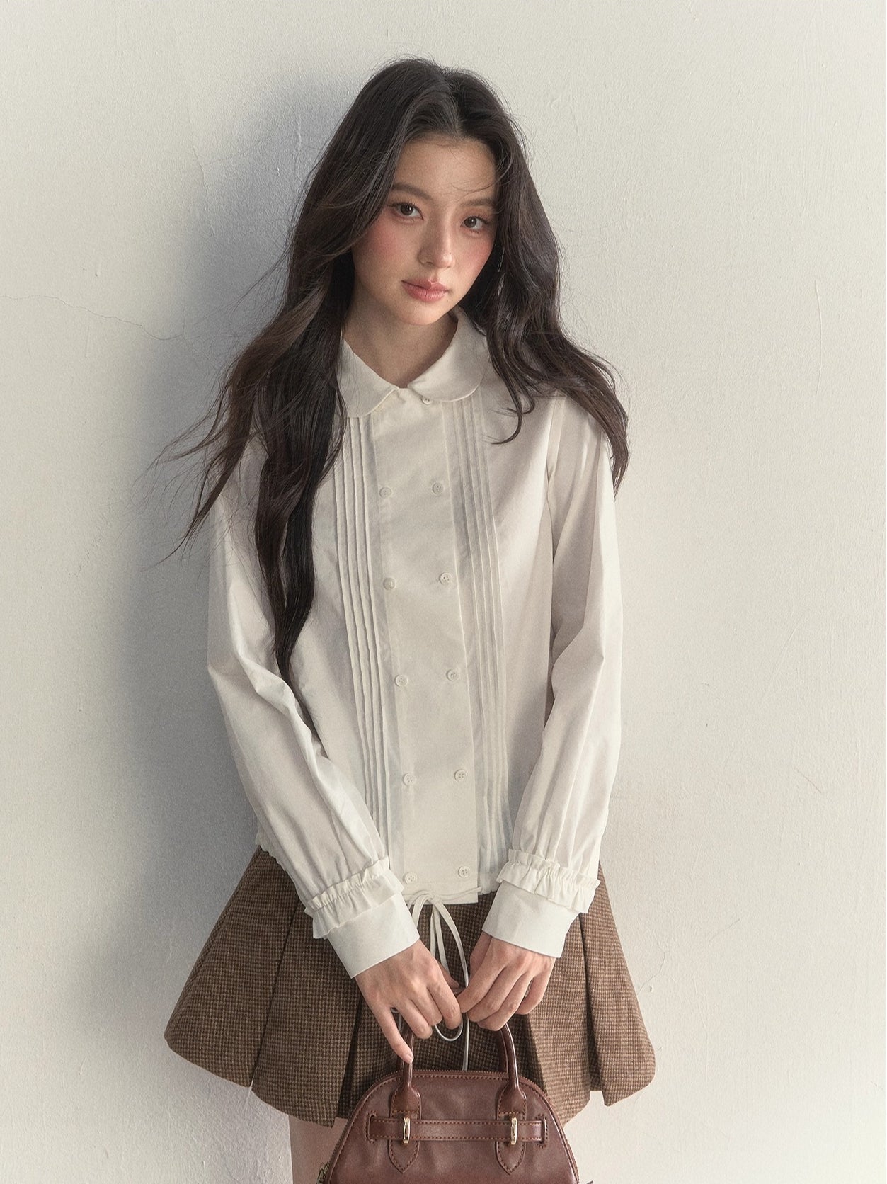 Vintage Doll Collar Double-Breasted Shirt