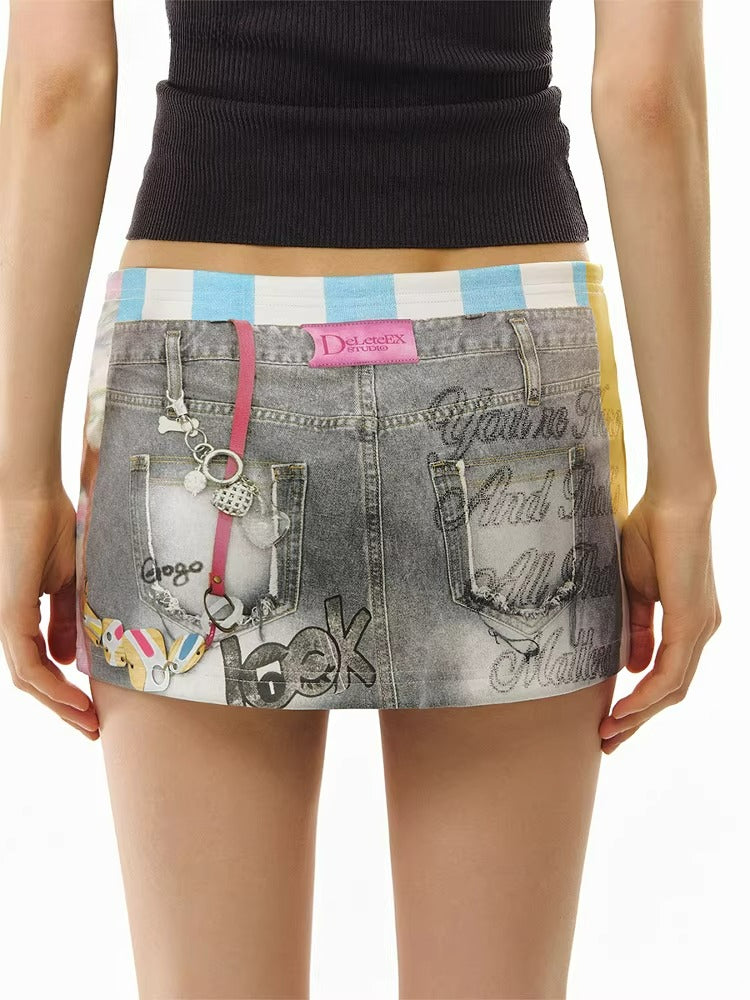DeD-moji Graphic Knit Low-Rise Mini Skirt