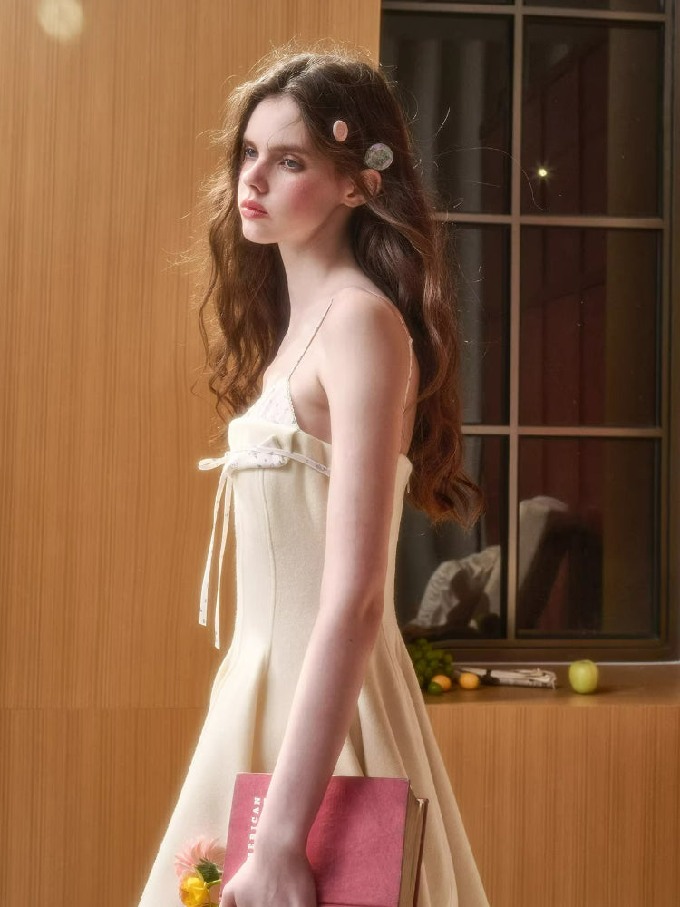 Faux-Layer Wool Slip Dress
