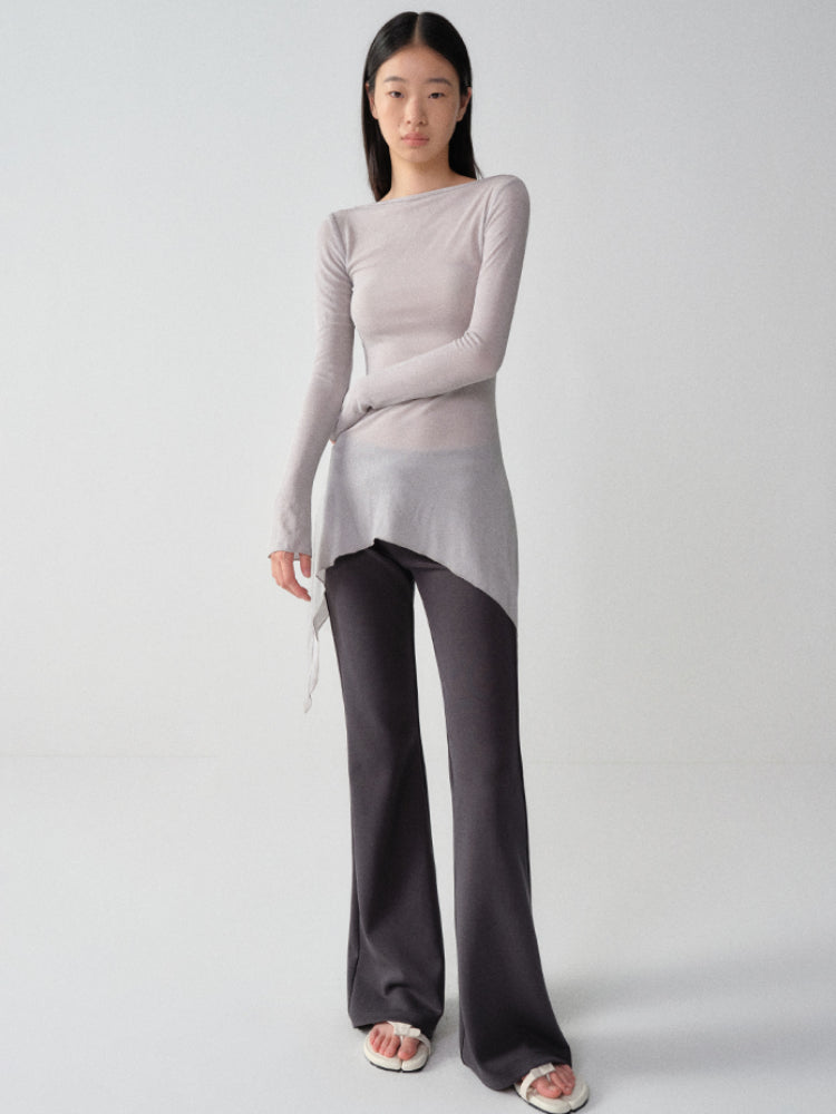 Cooling Modal Low-Waist Flared Wide-Leg Pants