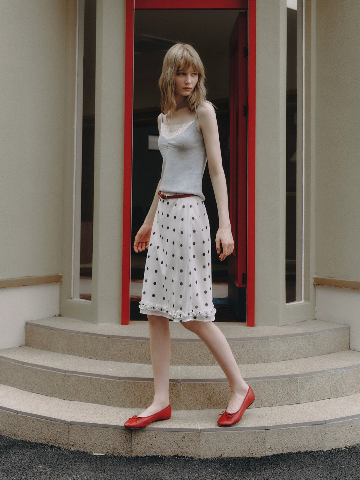 Polka Dot Midi Skirt