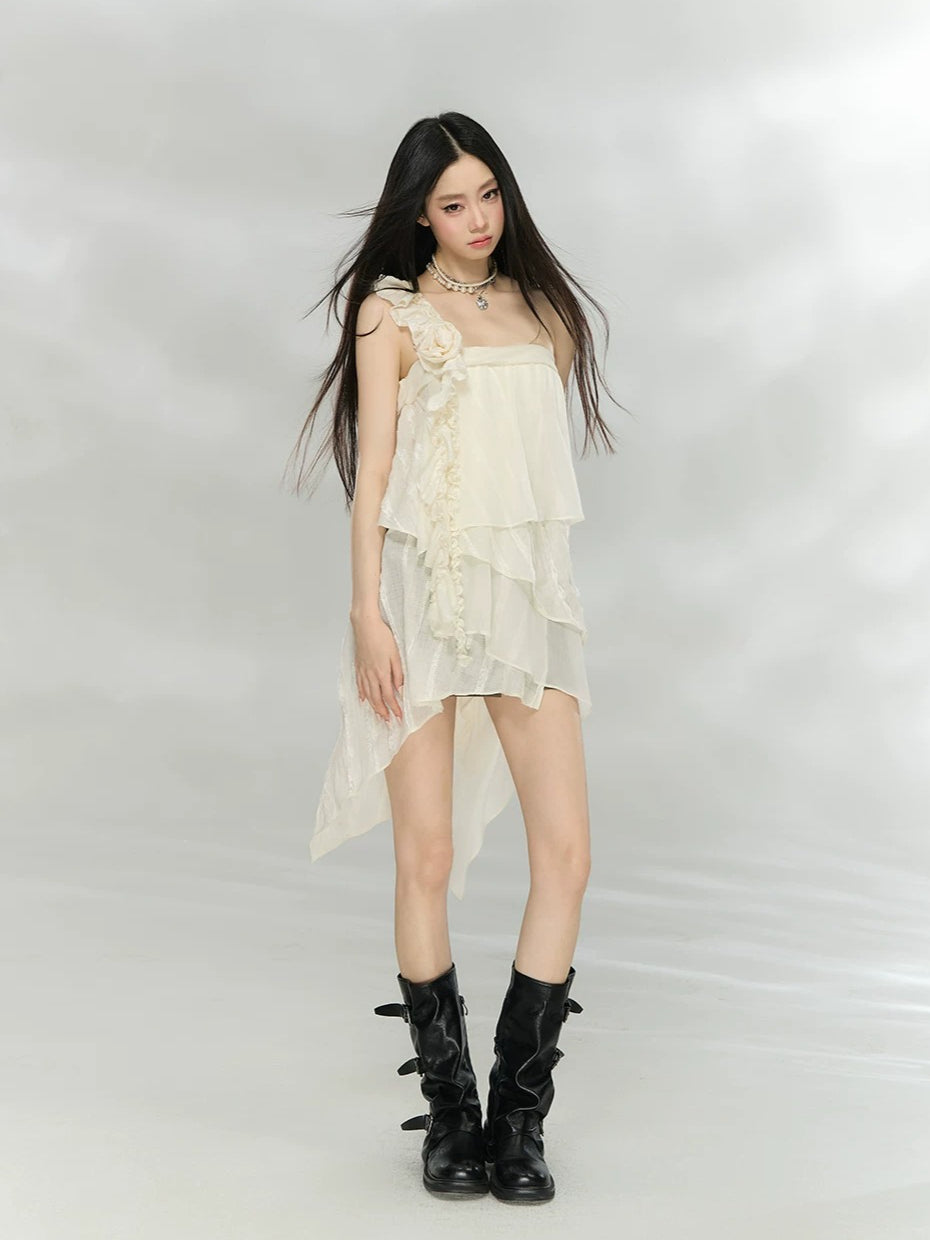 Ruffle Rose Mini Dress