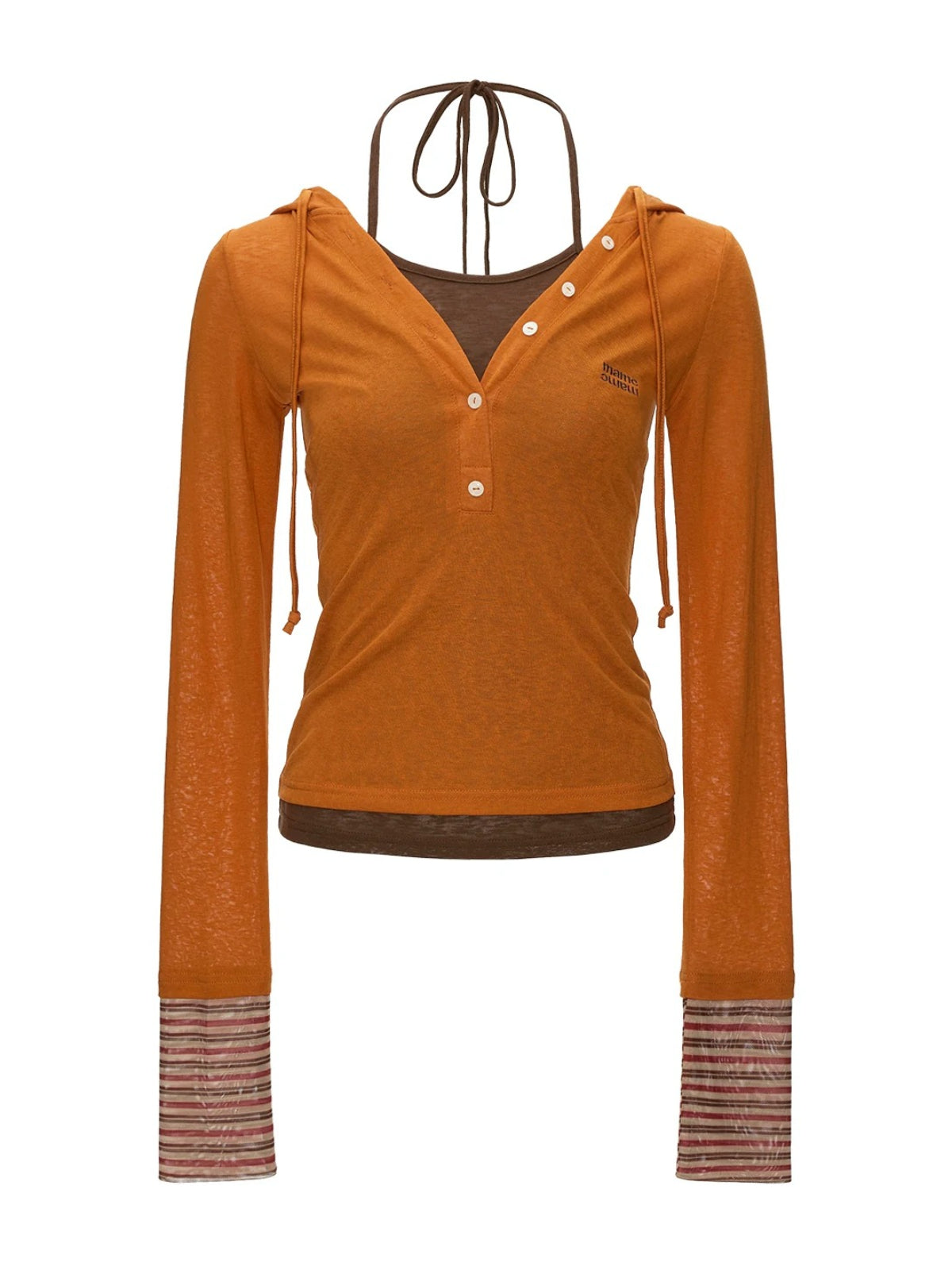 Layered Hooded Contrast Top