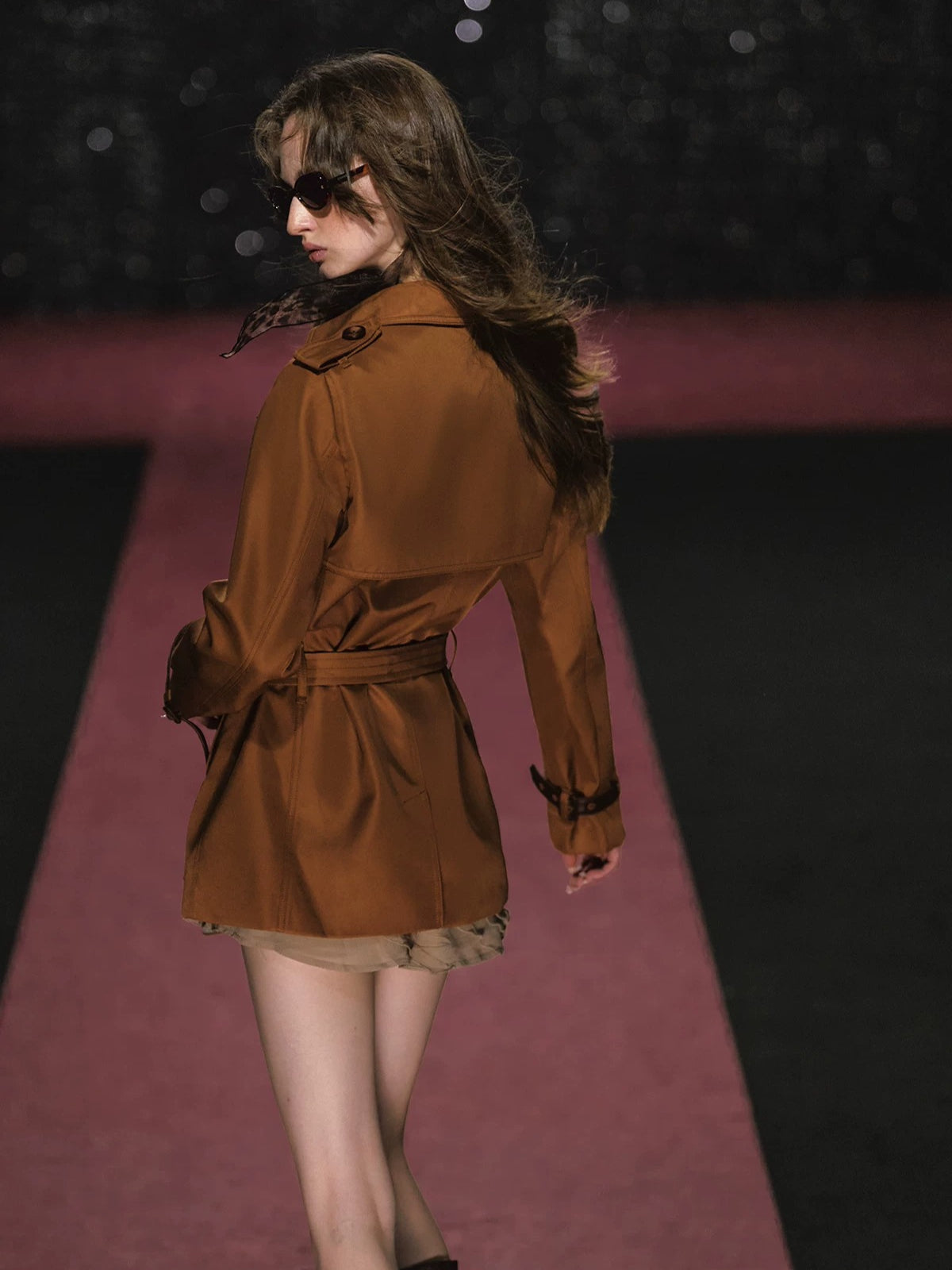 Double Breasted Cinched Waist Trench Coat