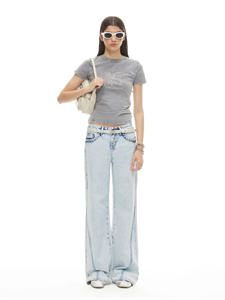 Wheat Braid Denim Pants
