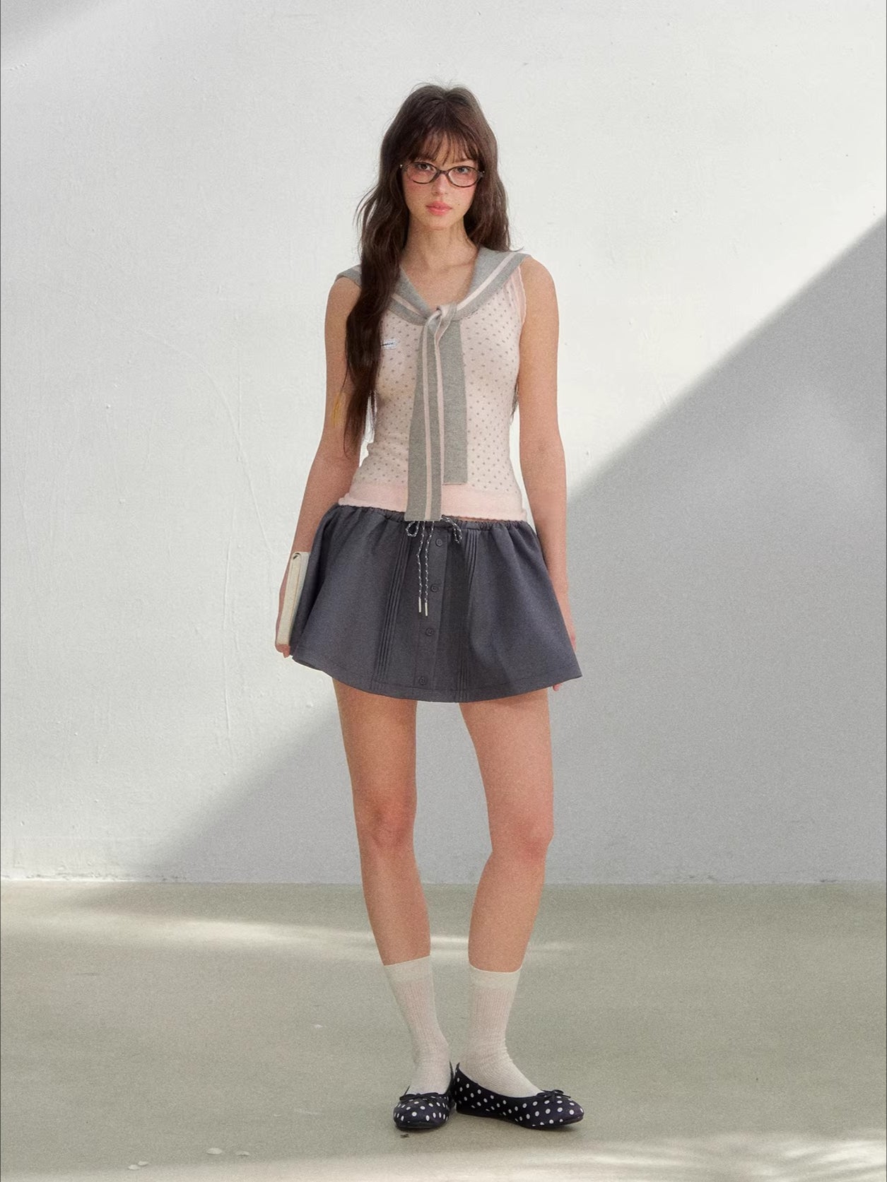 Pink Polka Sailor Knit Top