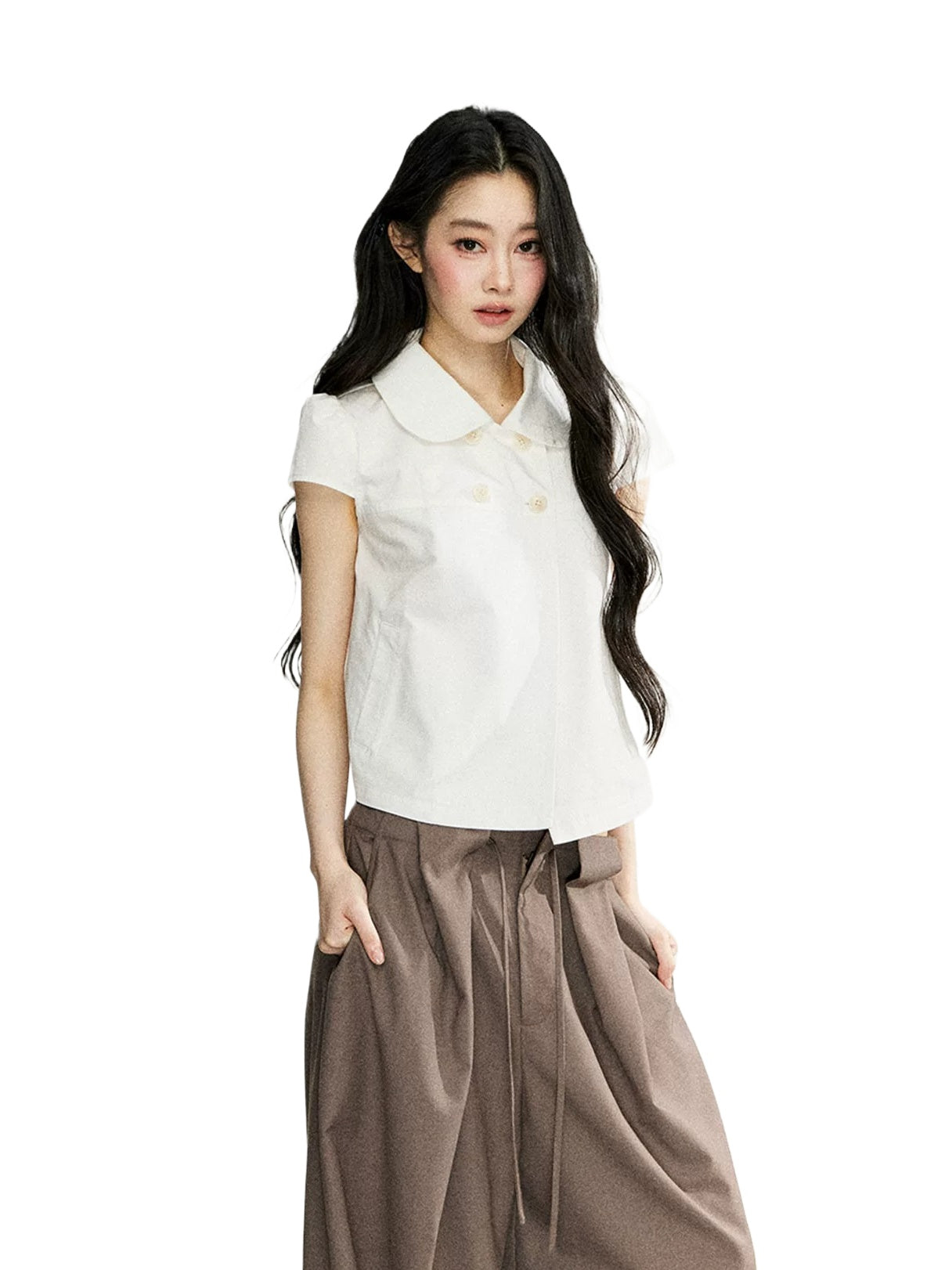 White Cotton Double Button Shirt