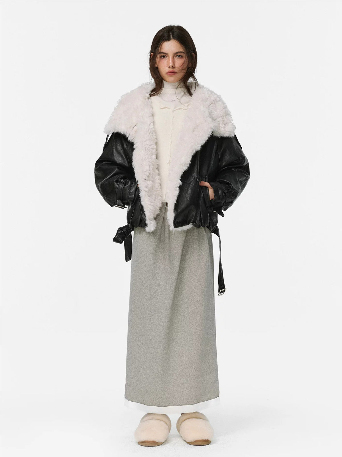 Midnight Fur Collar Leather Jacket