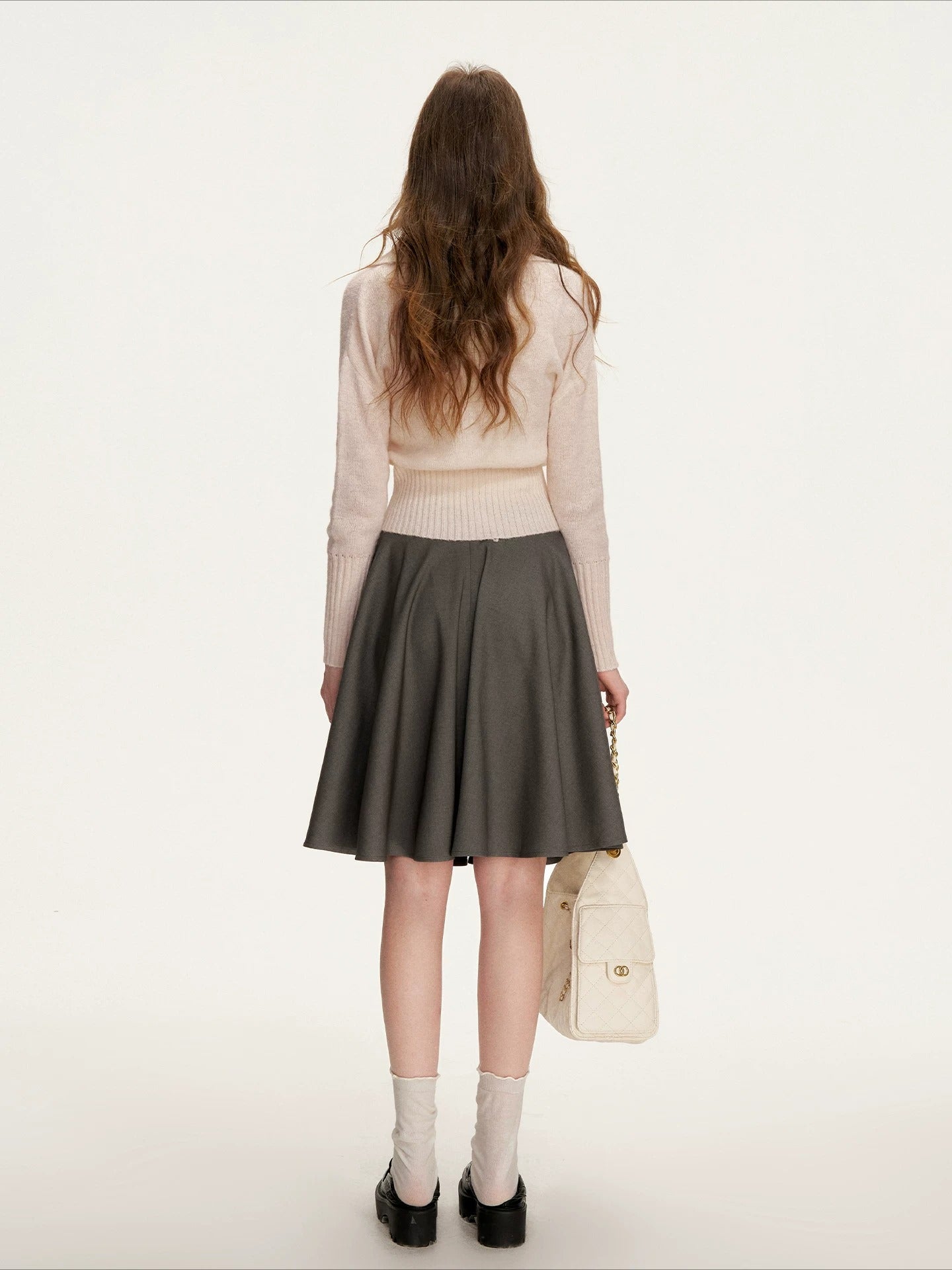 Gray Bow-Tie A-Line Skirt