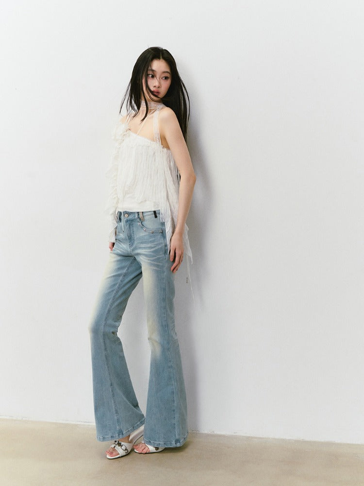 Heavy-Duty Floral Asymmetric Lace Camisole