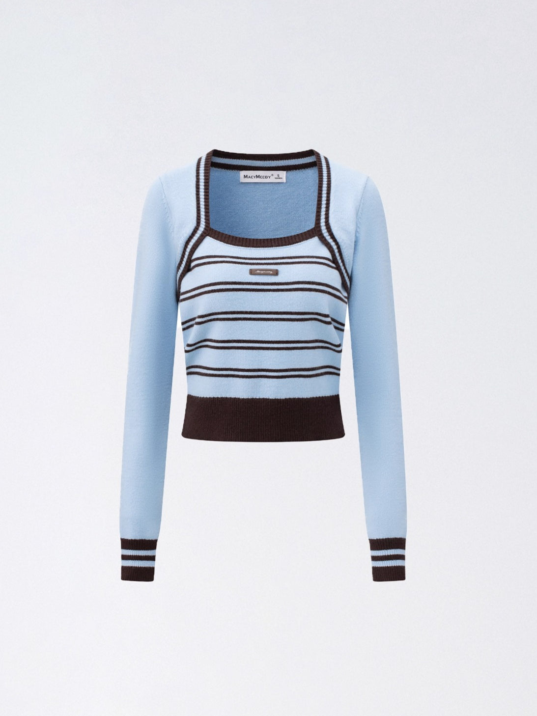Contrast Stripe Square-Neck Sweater