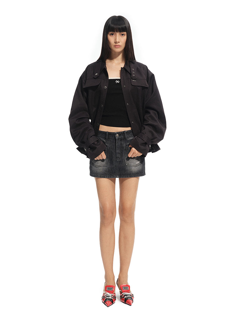 Fine Twill Wrinkle-Resistant Hem Pleated Silhouette Coat