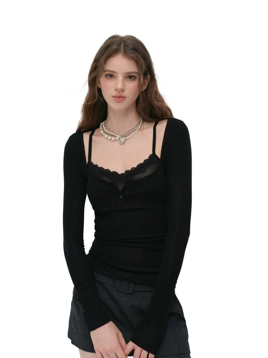 Lace Layered Wool Top