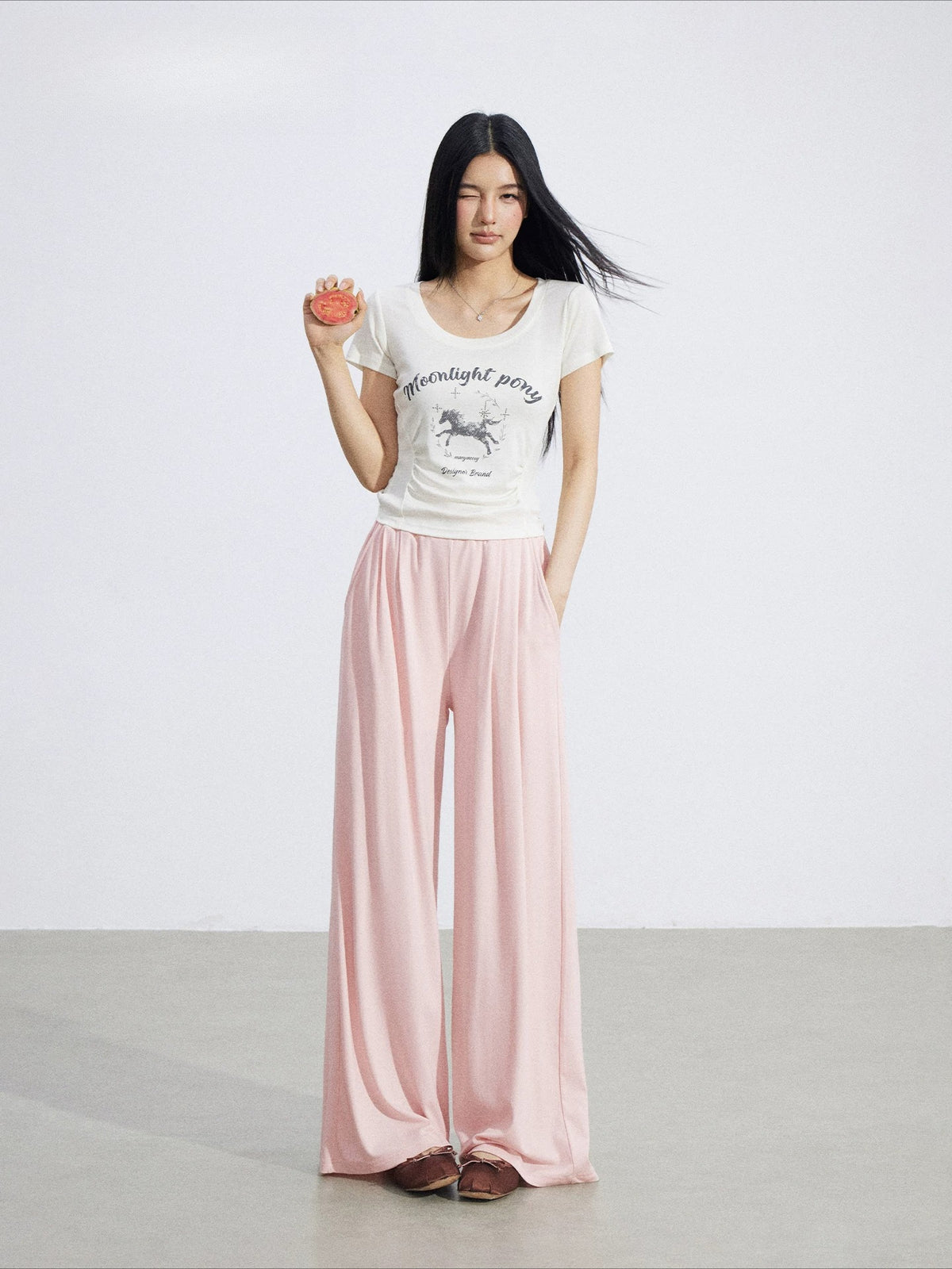 Lace Draped Wide-Leg Pants Set