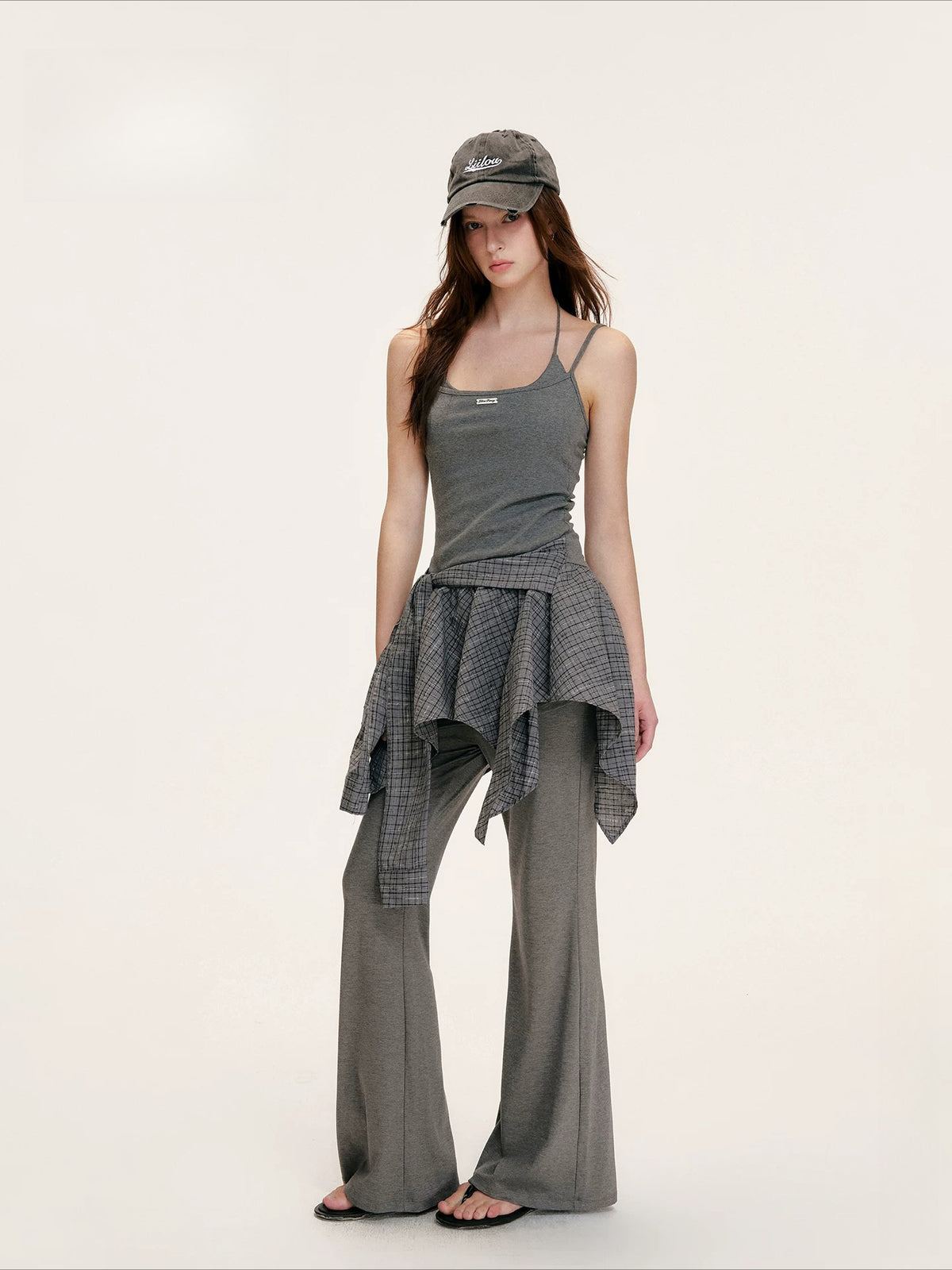 Layered Plaid Halter Dress