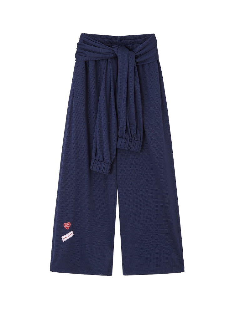 Tie-Waist Flowy Linen Wide-Leg Pants
