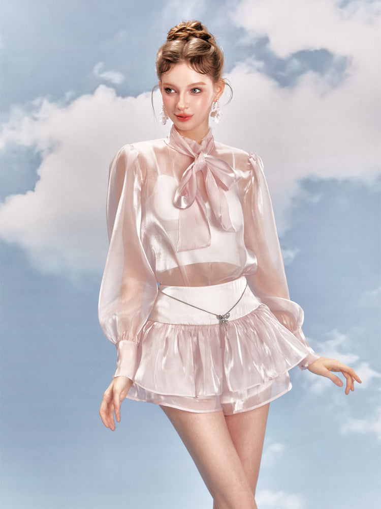 Pink Bow Tie Shirt & Skort Set