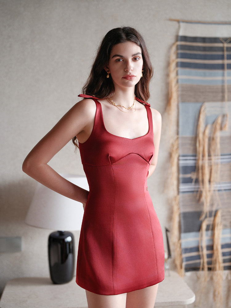 Short Bow Tie Strap Dress