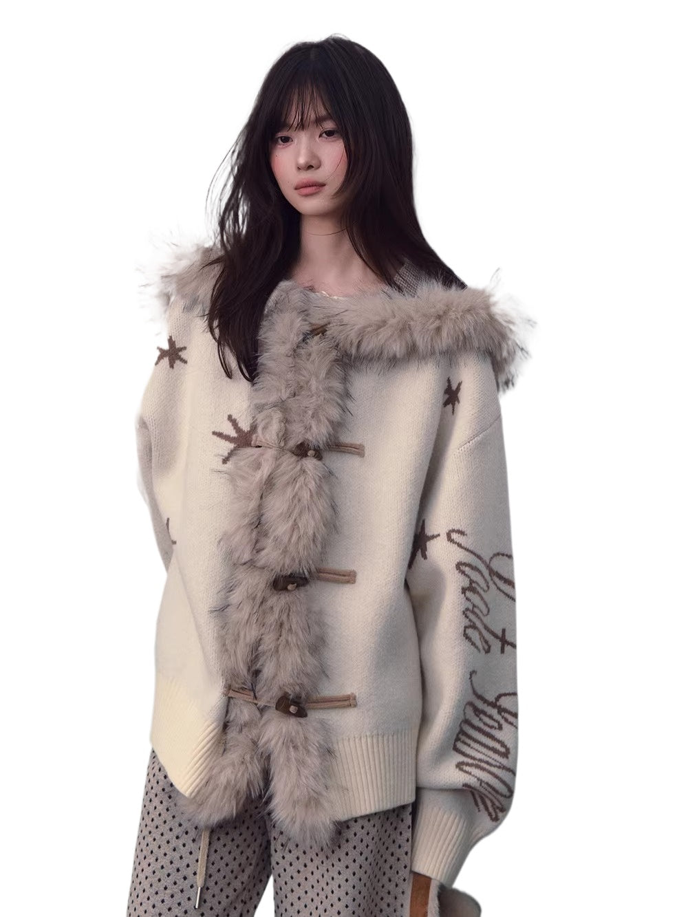 Hooded Toggle Knit Jacket