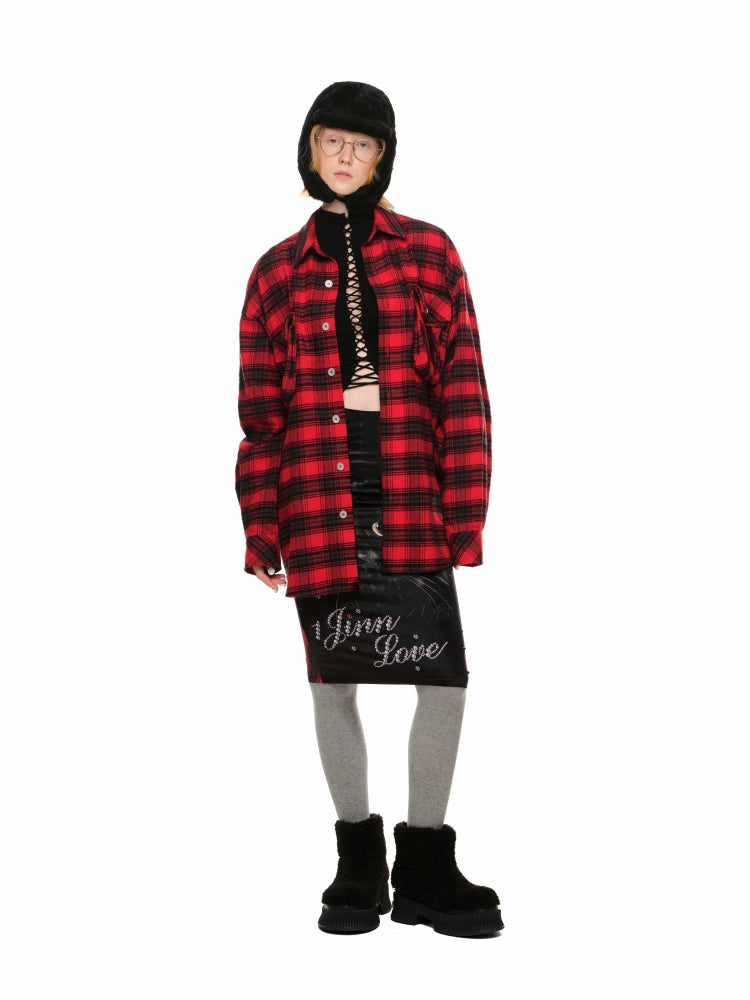 Plaid Brushed Loose Shirt