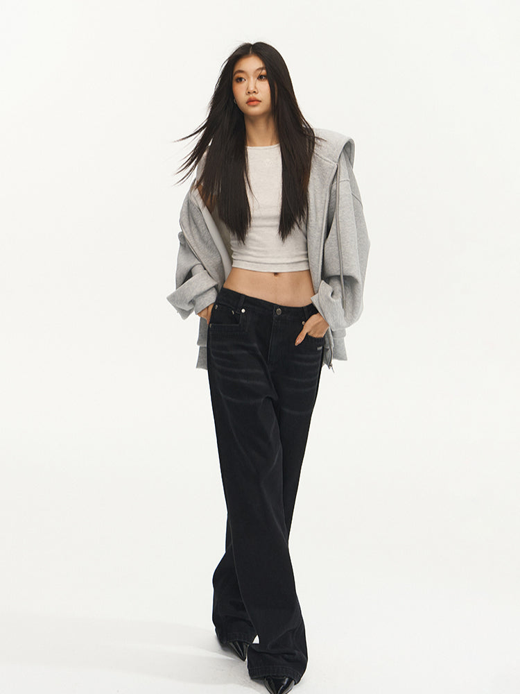 Vintage Low-Waist Loose Straight-Leg Pants