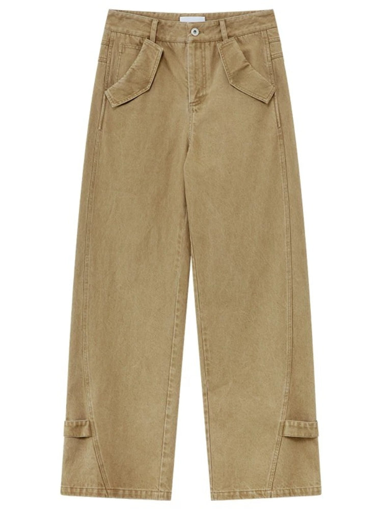Washed Adjustable Straight Pants