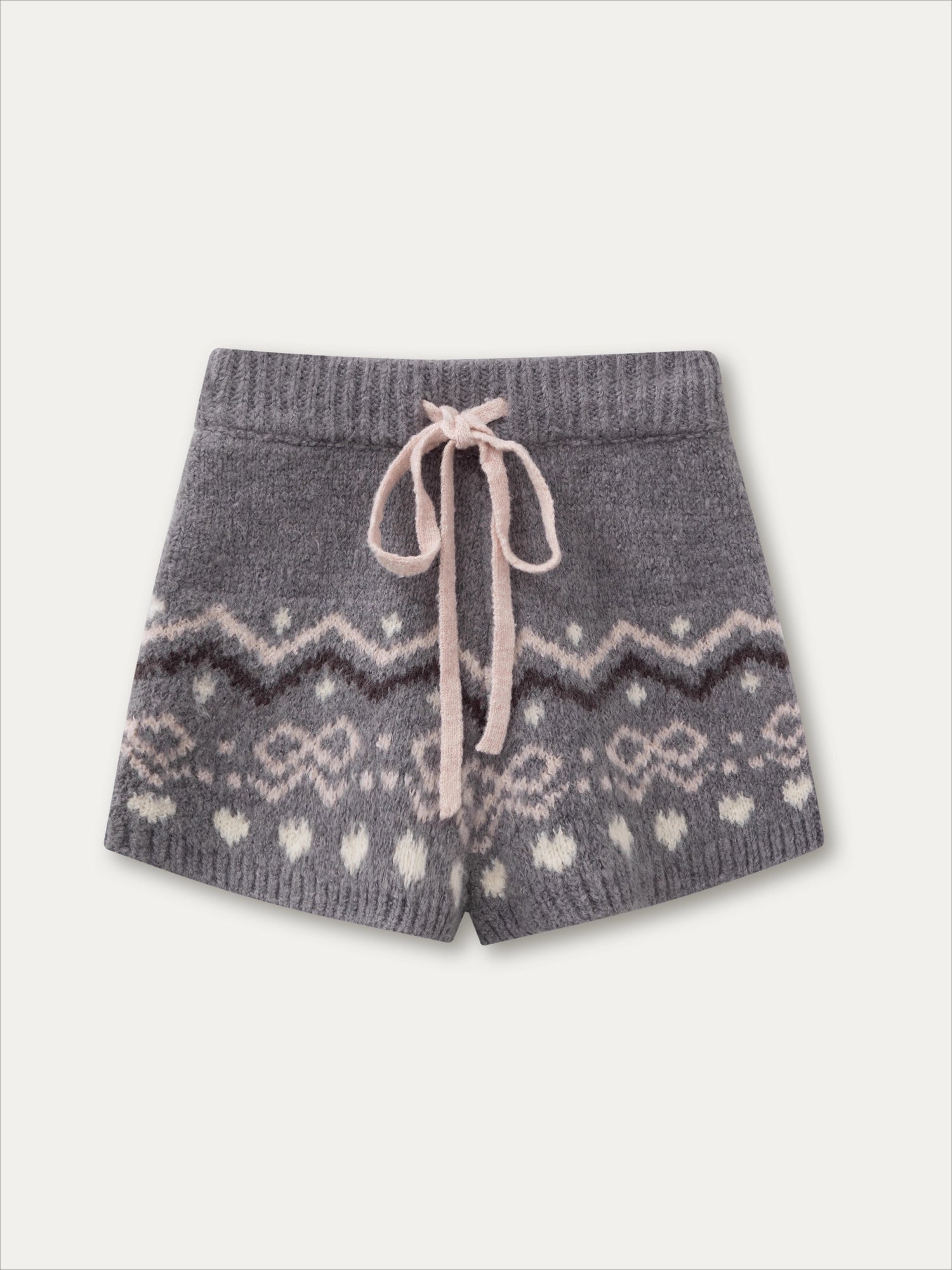 Fair Isle Knit Sweatshirt & Shorts & Scarf Set