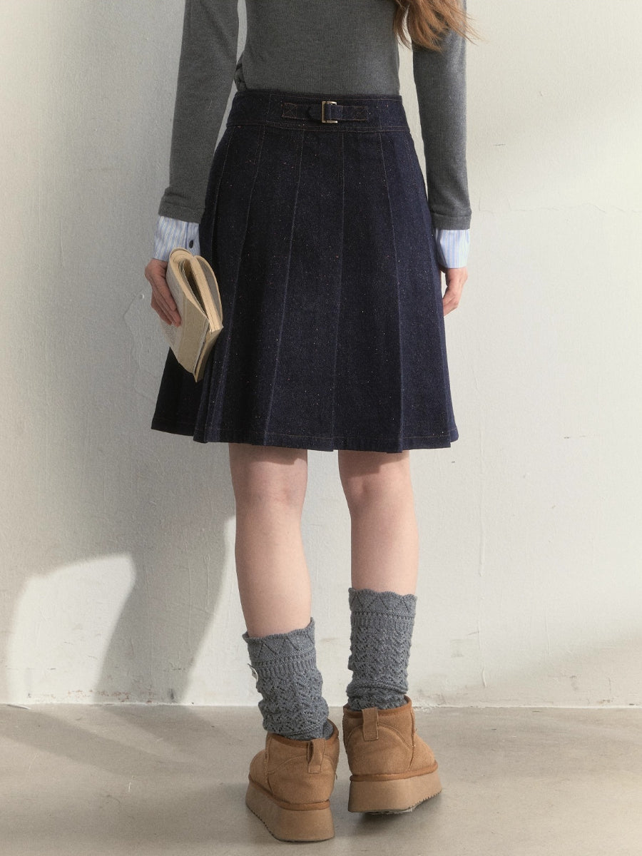 Vintage College Denim Padded Jacket & Skirt Set