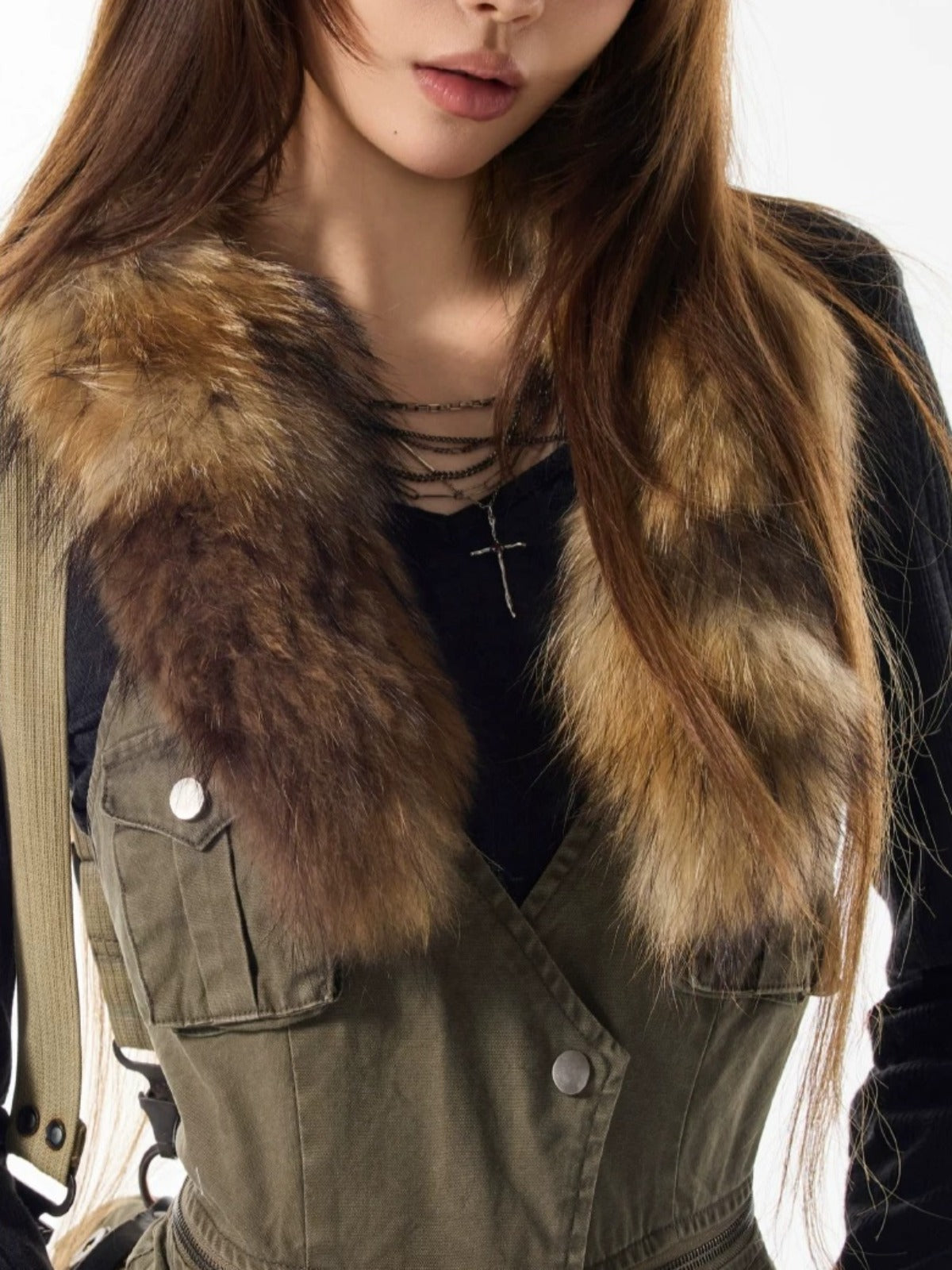 Fur Collar Vest