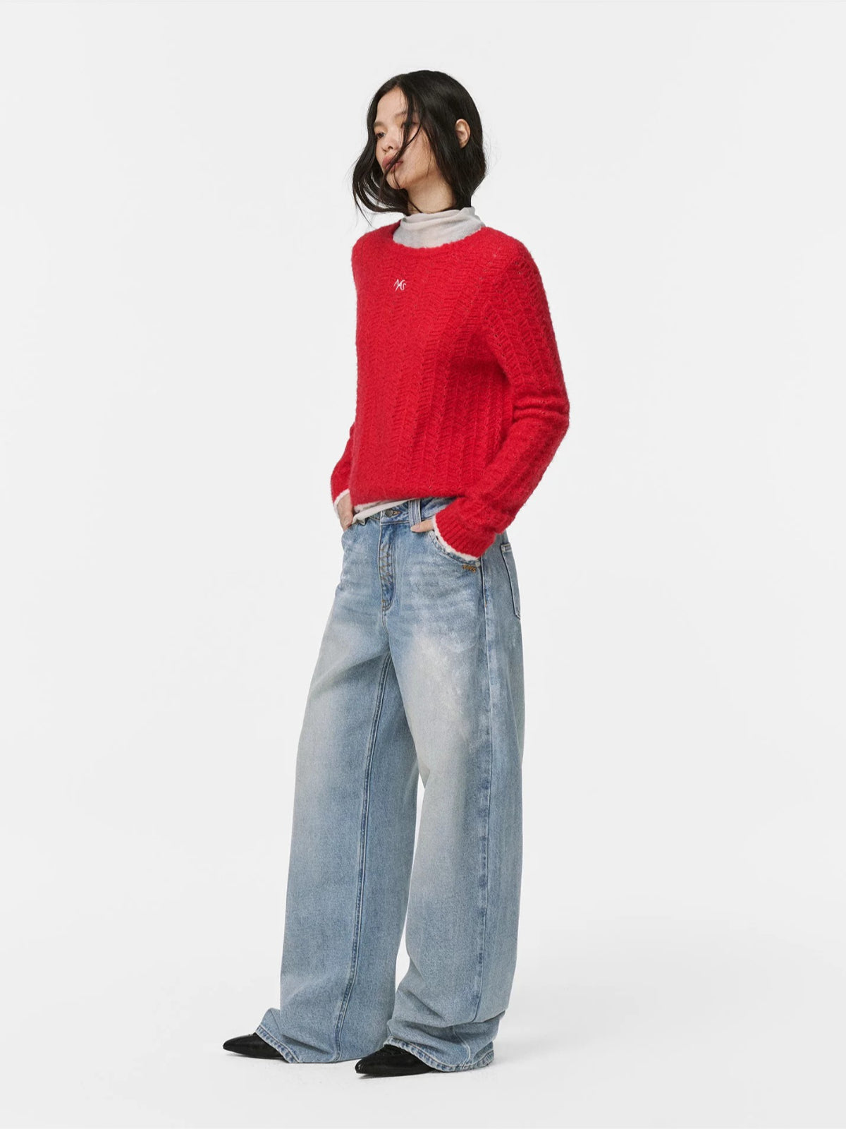 Alpaca Wool Contrast Trim Boatneck Sweater