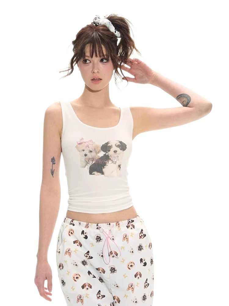 White Sweet-Spicy U-Neck Slim Tank