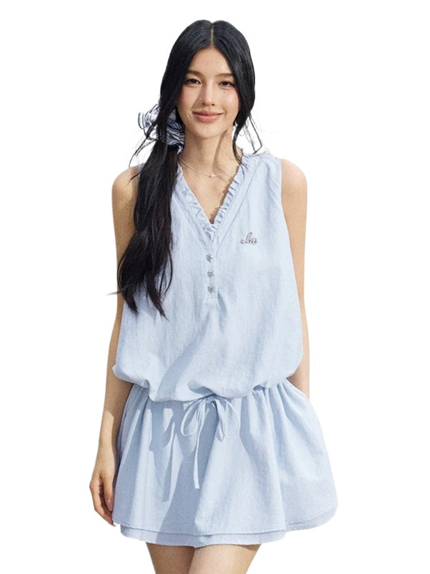 Lace Tie V-Neck Dress