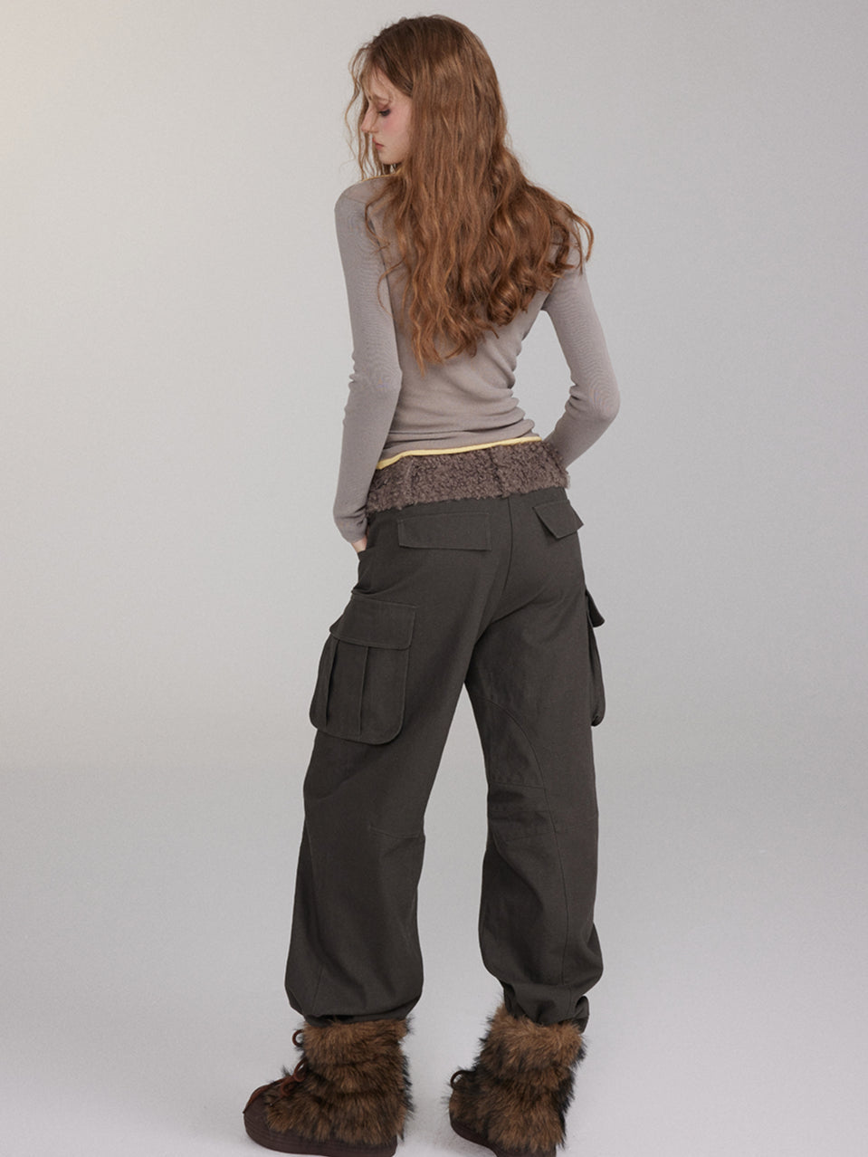 Patchwork Embroidered Pocket Cargo Pants