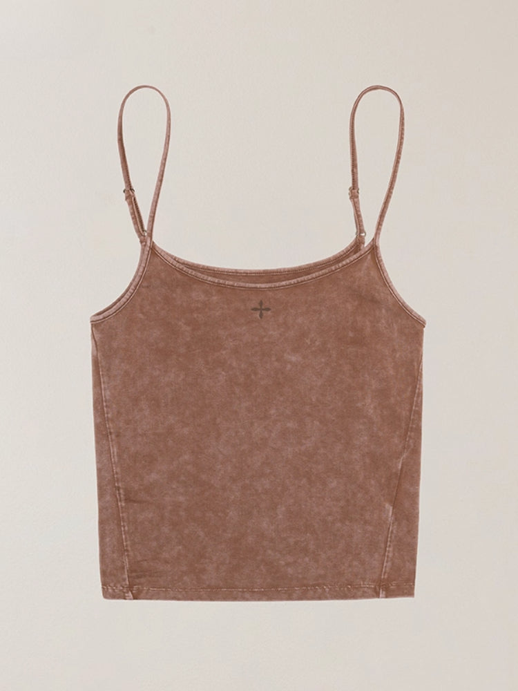 Vintage Storm Fade Dye Long Camisole Wild Horse Brown