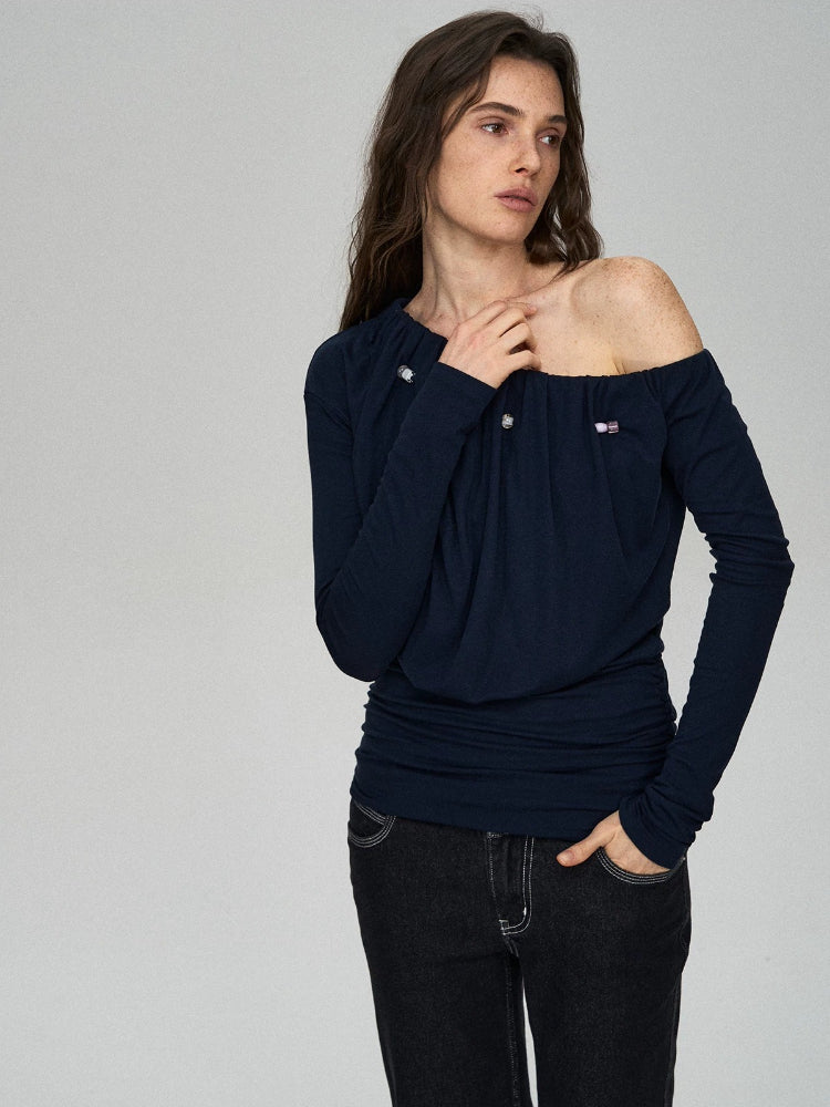 Lyocell Ruched Pearl Tee