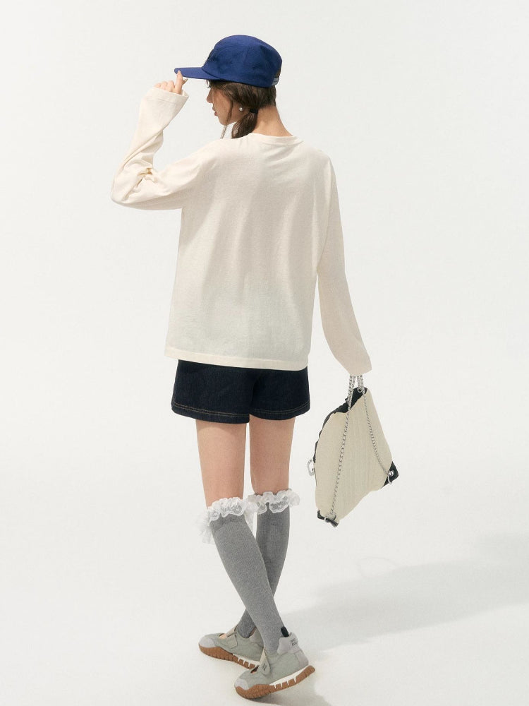 Slimming High-Waisted A-Line Denim Shorts