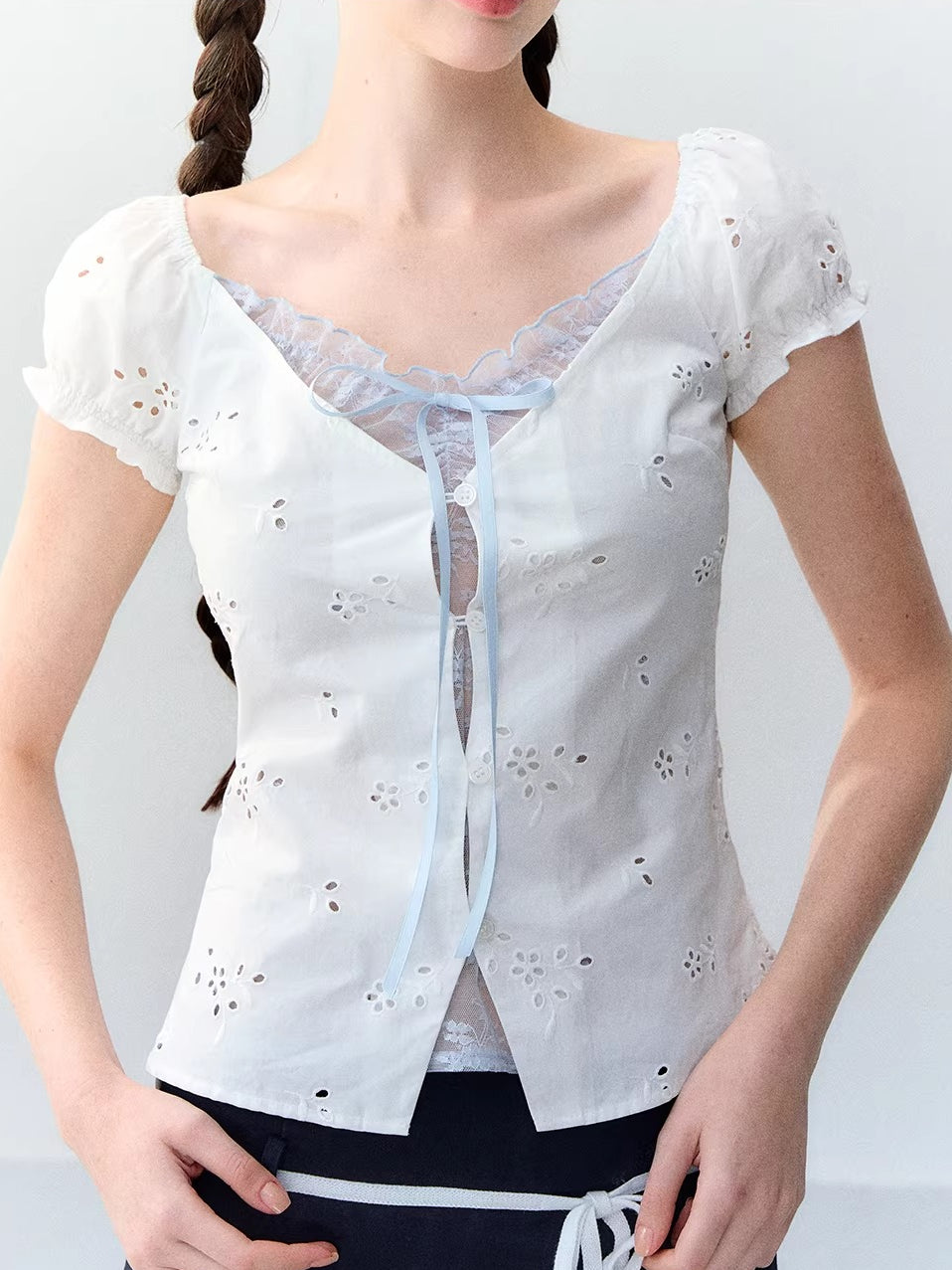 Lace Layered Floral Blouse