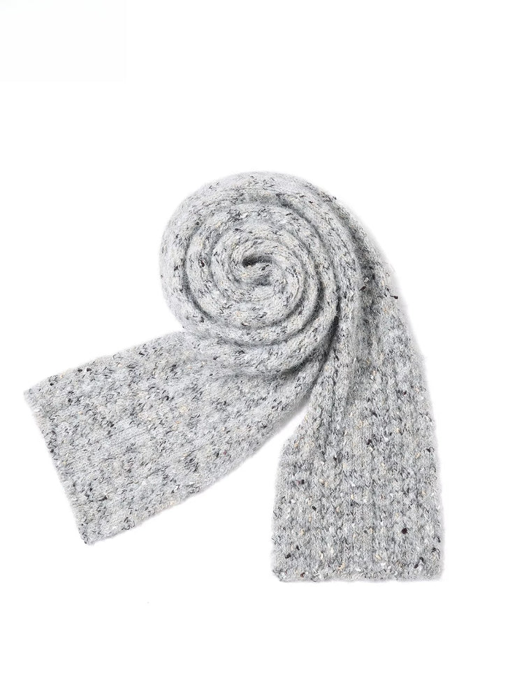 Fringed Off-shoulder Wool Sweater & Scarf Set