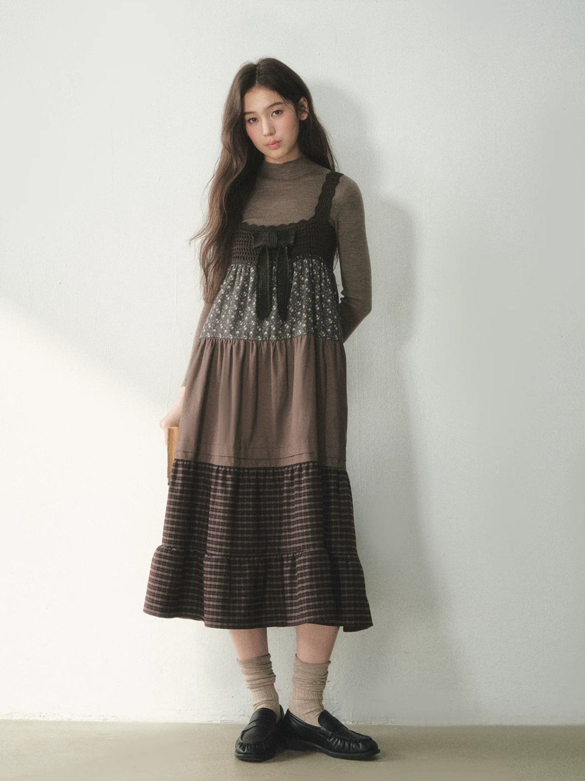 Forest Patchwork Tiered Cotton Dress