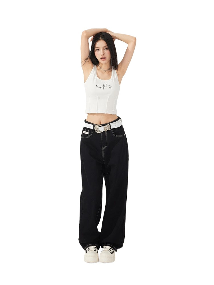 Heart Denim Wide-Leg Pants
