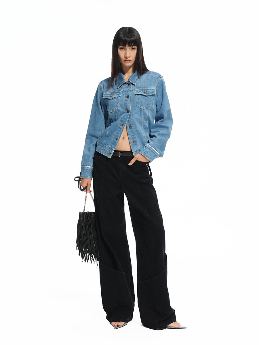 Modern Denim Regular-shoulder Structured Short Coat