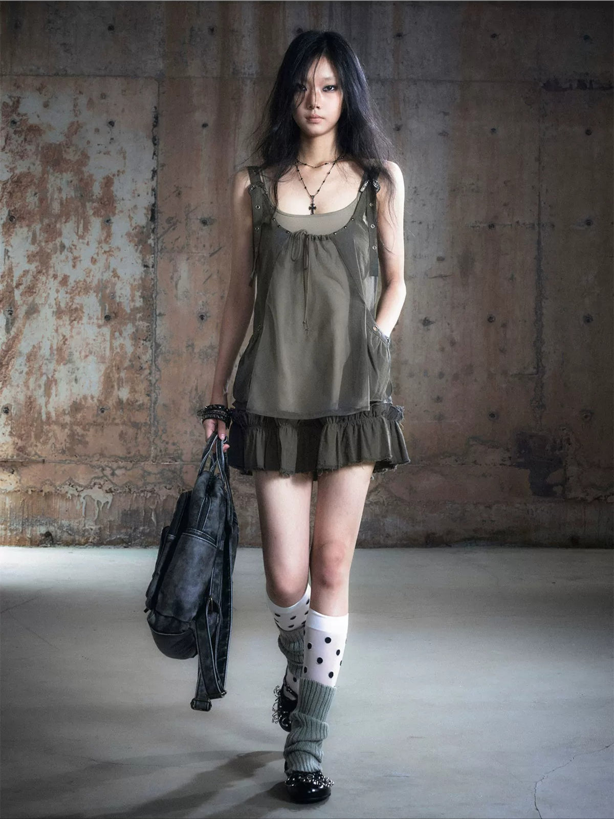 Layered Mesh Slip Dress