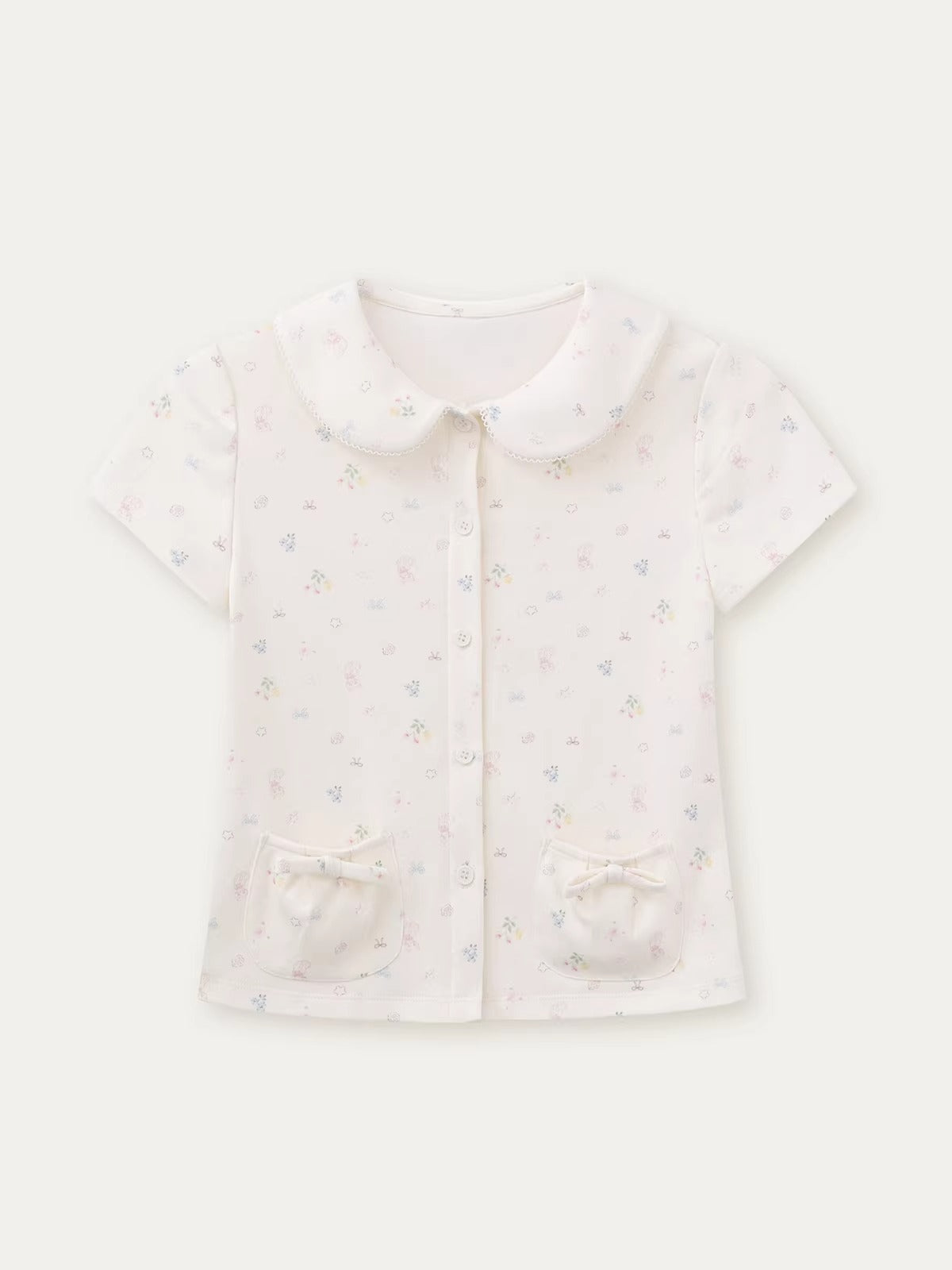Floral Doll Collar T-shirt &Shorts Set