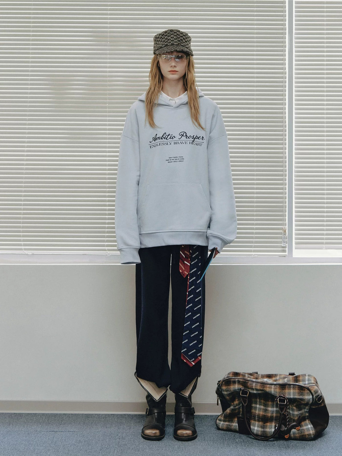 College Embroidered Cotton Hoodie