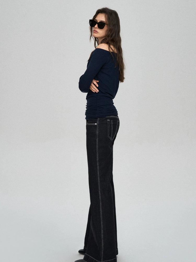 Lyocell Ruched Pearl Tee