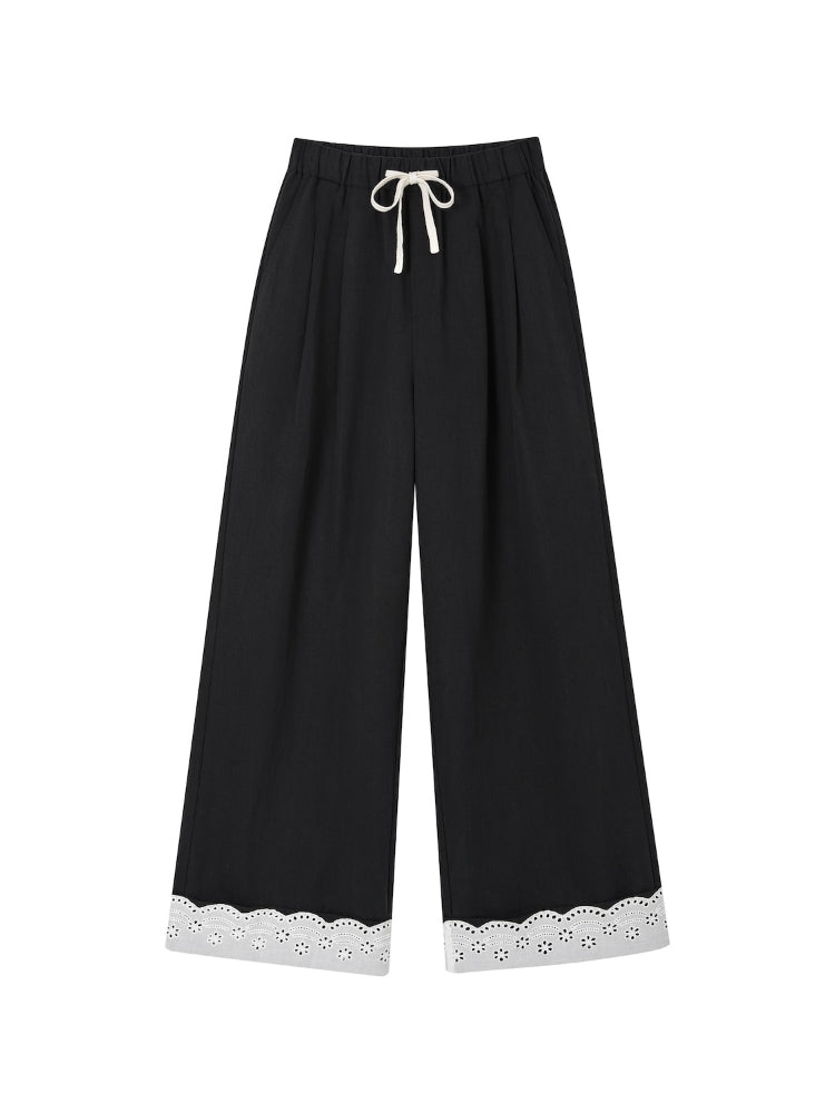 Lace Trim Patchwork Trousers