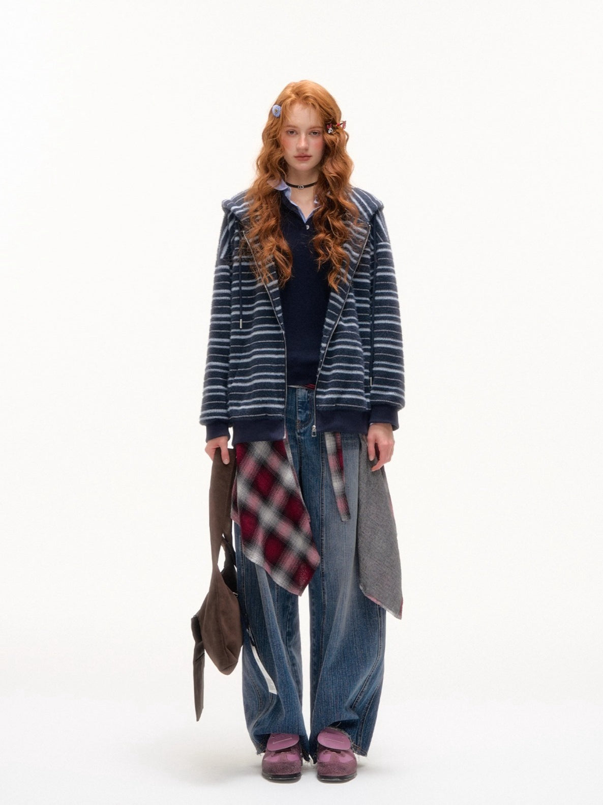 Striped Cat-Ear Hooded Jacket