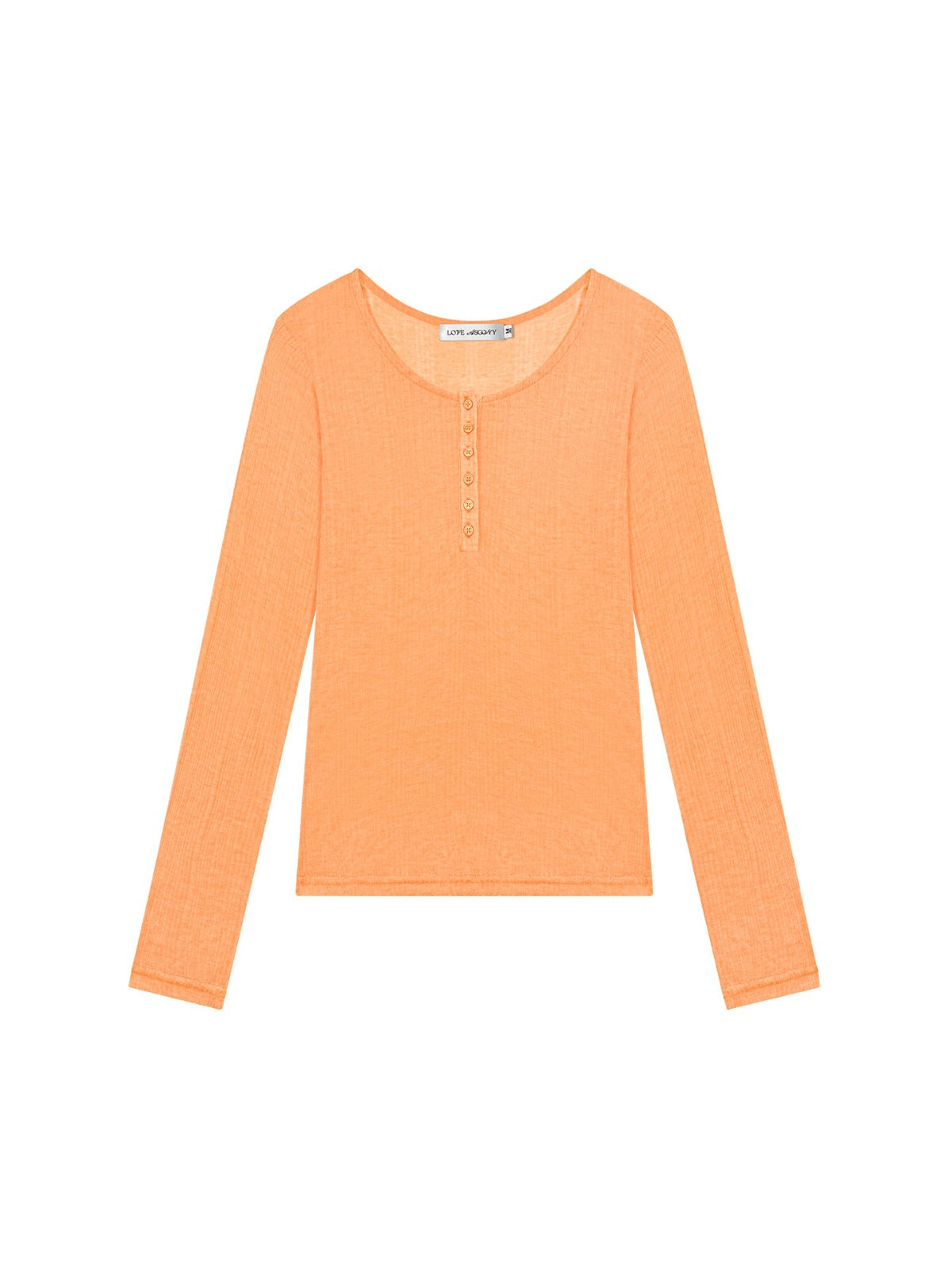 Ribbed Henley Long Sleeve Top