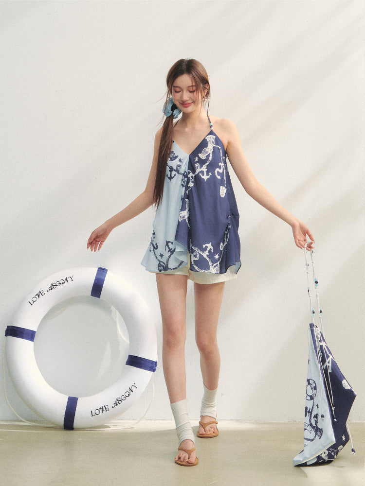 V-Neck Contrast Bead Camisole Tank Top