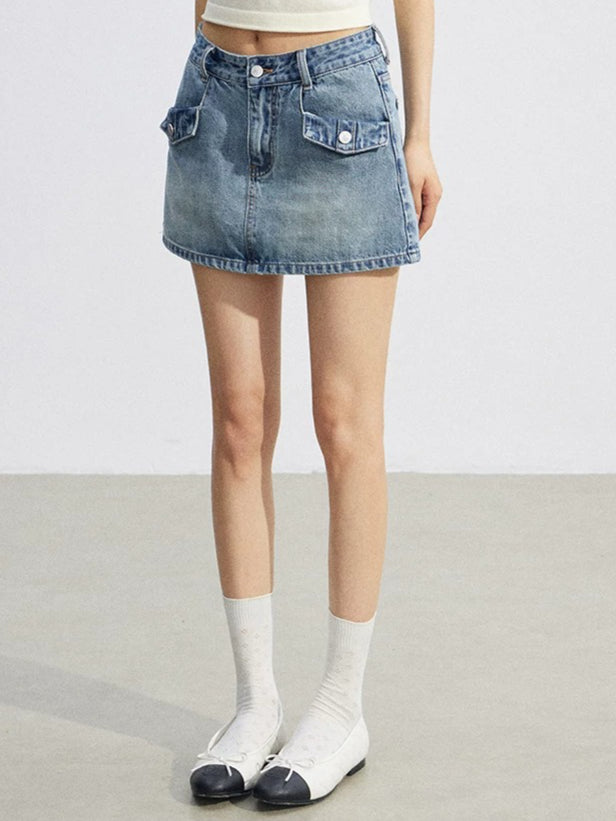 Blue Denim A-line Skort